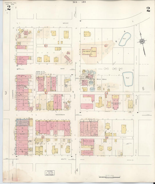 Sanborn Fire Insurance Map from Overton, Rusk County, Texas (1939), Sheet #0002 - Historic Sanborn Fire Insurance Map Print, vintage old map wall art, antique decor, genealogy gift, Texas Texas map