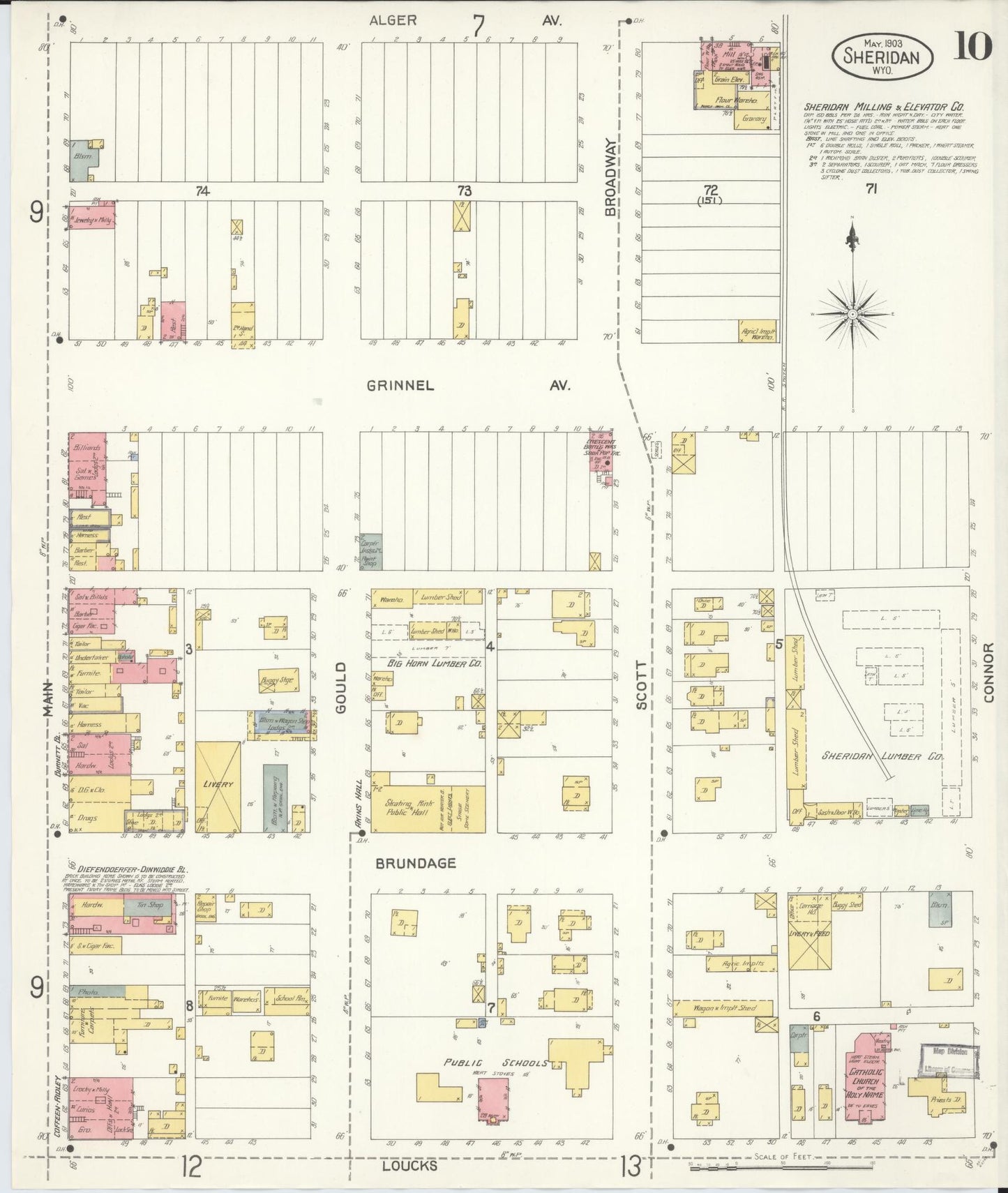 Sanborn Fire Insurance Map from Sheridan, Sheridan County, Wyoming (1903), Sheet #0010 - Complete Map Set gallery image, historic Sanborn map, vintage wall art, Wyoming Wyoming