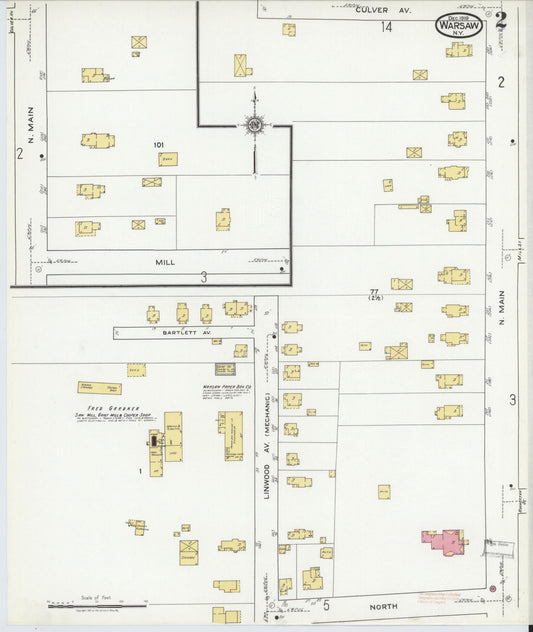 Sanborn Fire Insurance Map from Warsaw, Wyoming County, New York (1919), Sheet #0002 - Historic Sanborn Fire Insurance Map Print, vintage old map wall art, antique decor, genealogy gift, New York New York map