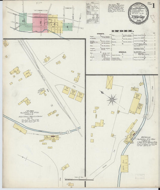 Sanborn Fire Insurance Map from Stanford, Lincoln County, Kentucky (1896), Sheet #0001 - Complete Map Set gallery image, historic Sanborn map, vintage wall art, Kentucky Kentucky