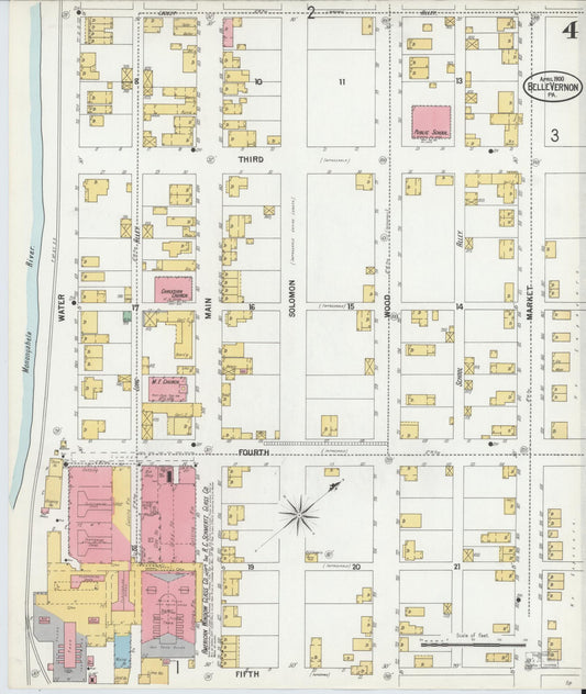Sanborn Fire Insurance Map from Belle Vernon, Fayette County, Pennsylvania (1900), Sheet #0004 - Historic Sanborn Fire Insurance Map Print, vintage old map wall art, antique decor, genealogy gift, Pennsylvania Pennsylvania map