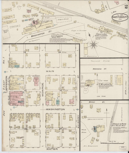 Sanborn Fire Insurance Map from Hartford City, Blackford County, Indiana (1886), Sheet #0002 - Historic Sanborn Fire Insurance Map Print, vintage old map wall art, antique decor, genealogy gift, Indiana Indiana map