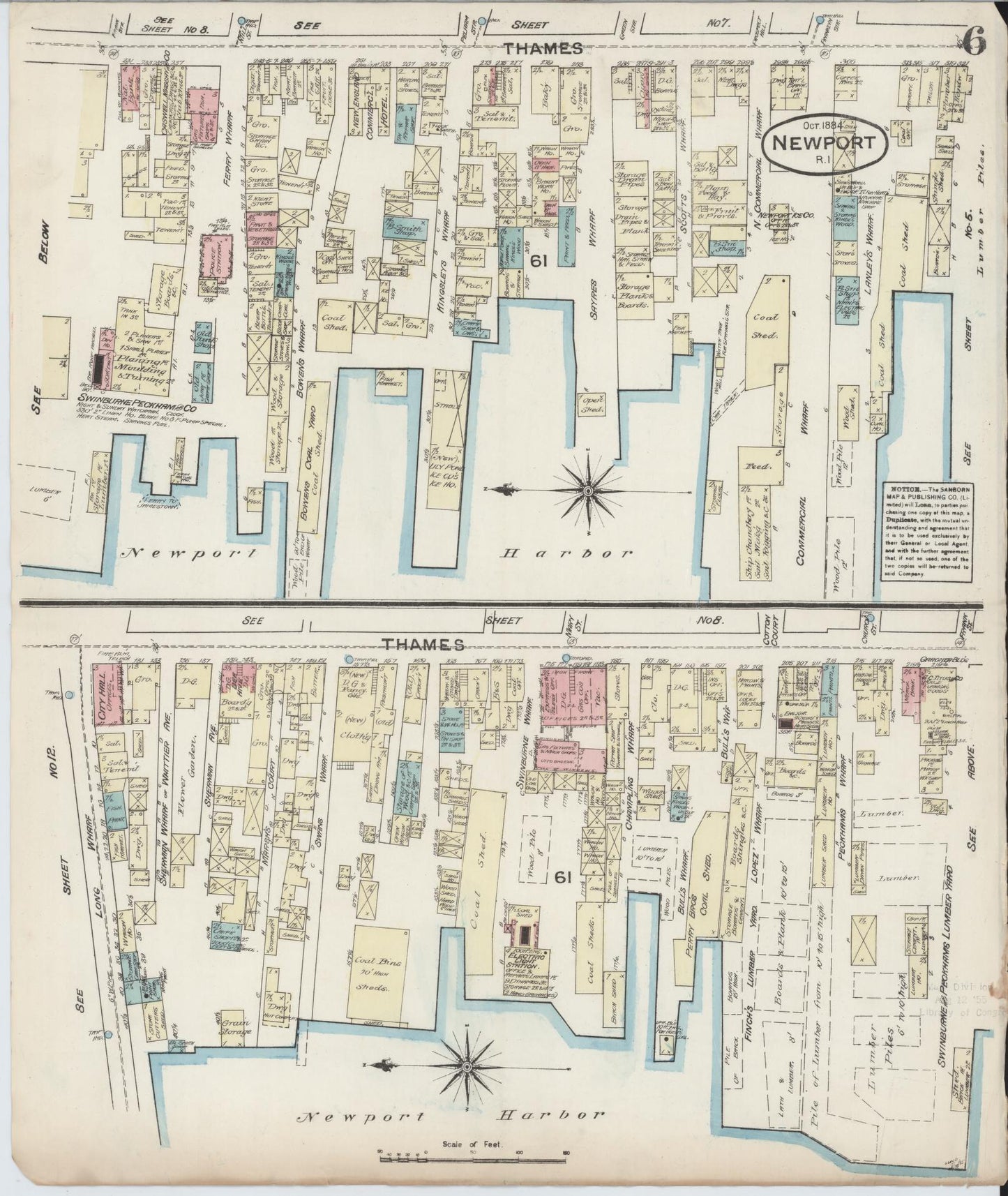 Sanborn Fire Insurance Map from Newport, Newport County, Rhode Island (1884), Sheet #0006 - Complete Map Set gallery image, historic Sanborn map, vintage wall art, Rhode Island Rhode Island