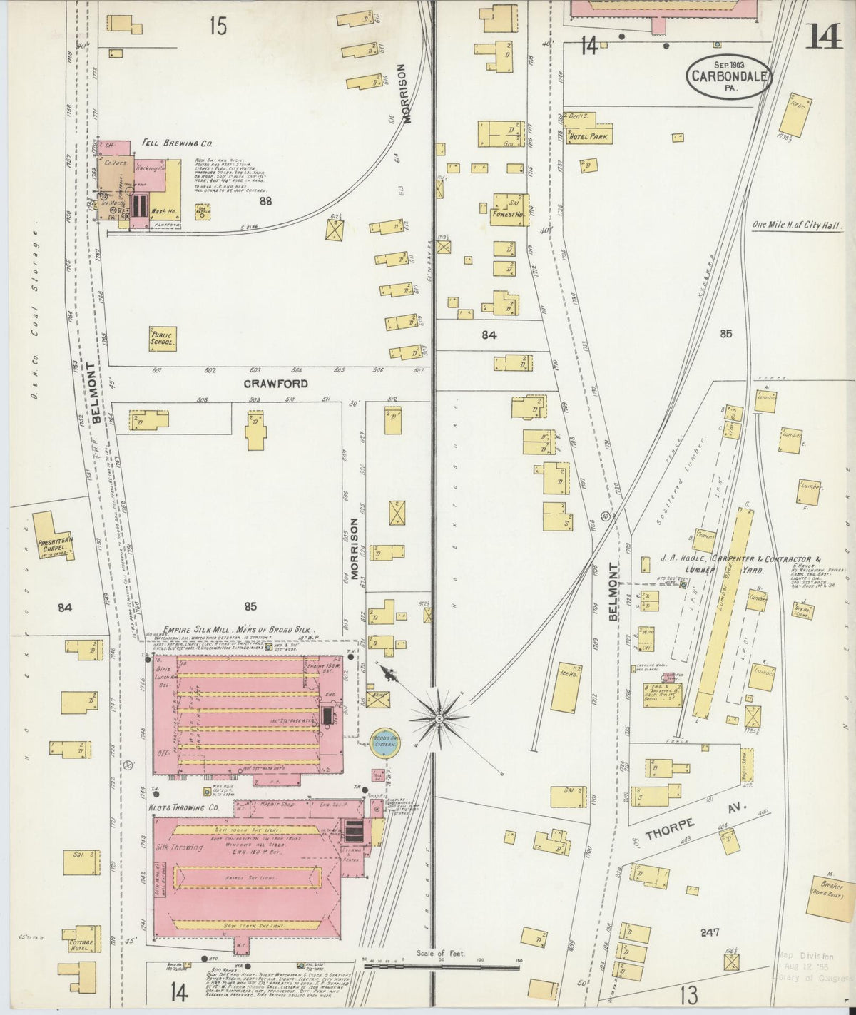 Sanborn Fire Insurance Map from Carbondale, Lackawanna County, Pennsylvania (1903), Sheet #0014 - Complete Map Set gallery image, historic Sanborn map, vintage wall art, Pennsylvania Pennsylvania
