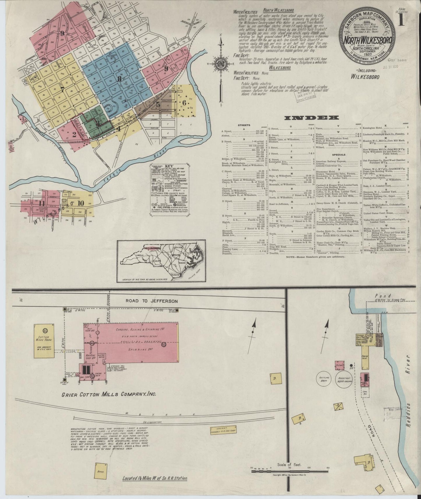 Sanborn Fire Insurance Map from North Wilkesboro, Wilkes County, North Carolina. (1920) – Historic Sanborn Fire Insurance Map Print