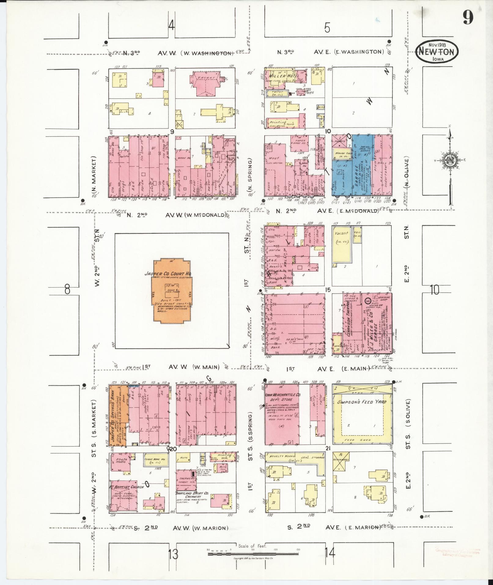 Sanborn Fire Insurance Map from Newton, Jasper County, Iowa (1918), Sheet #0009 - Historic Sanborn Fire Insurance Map Print
