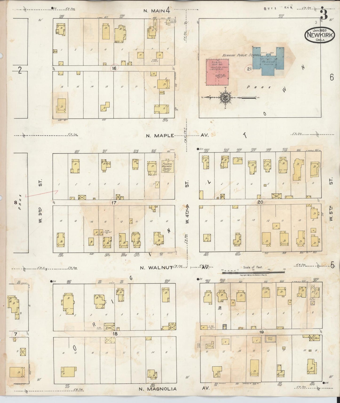 Sanborn Fire Insurance Map from Newkirk, Kay County, Oklahoma (1942), Sheet #0003 - Complete Map Set gallery image, historic Sanborn map, vintage wall art, Oklahoma Oklahoma