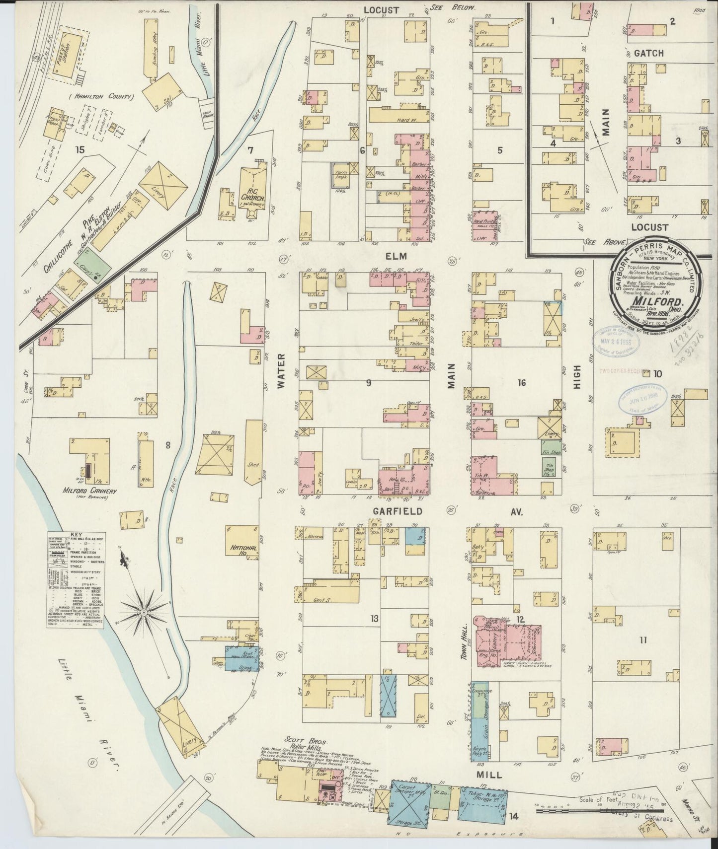 Sanborn Fire Insurance Map from Milford, Clermont And Hamilton County, Ohio (1898), Sheet #0001 - Historic Sanborn Fire Insurance Map Print, vintage old map wall art, antique decor, genealogy gift, Ohio Ohio map