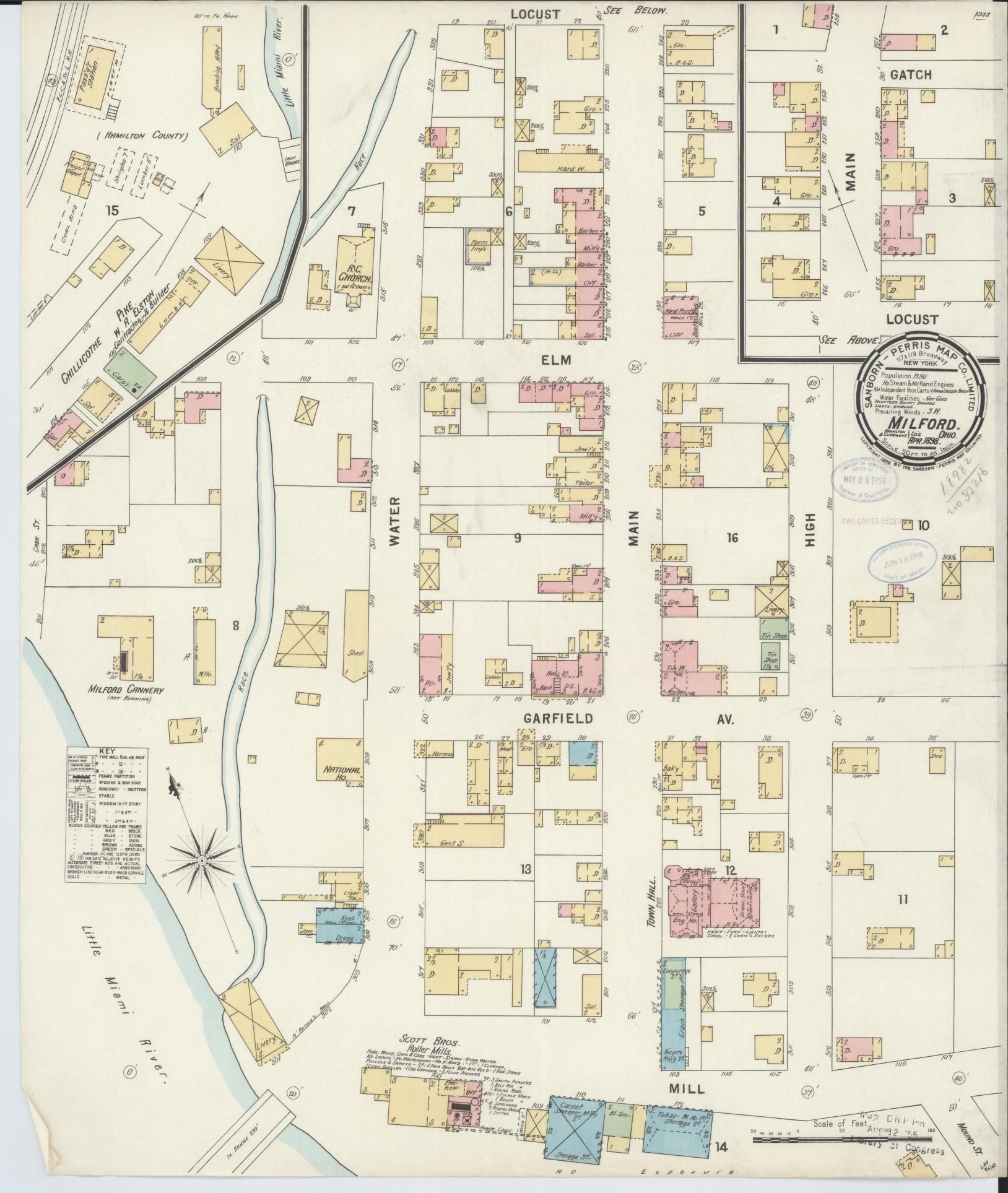 Sanborn Fire Insurance Map from Milford, Clermont And Hamilton County, Ohio (1898), Sheet #0001 - Historic Sanborn Fire Insurance Map Print, vintage old map wall art, antique decor, genealogy gift, Ohio Ohio map