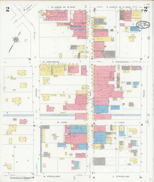 Sanborn Fire Insurance Map from Del Rio, Val Verde County, Texas (1930), Sheet #0002 - Historic Sanborn Fire Insurance Map Print, vintage old map wall art, antique decor, genealogy gift, Texas Texas map