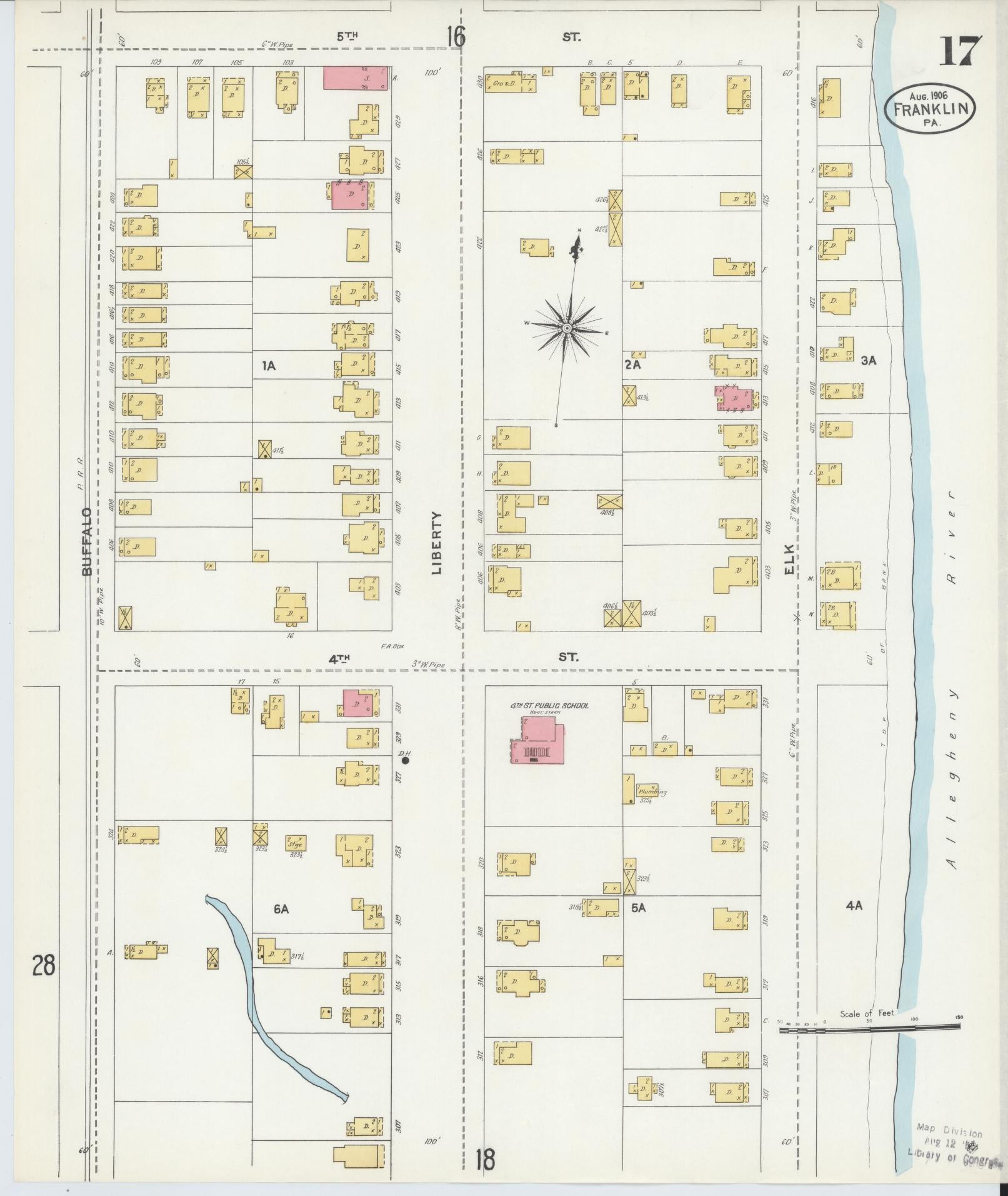 Sanborn Fire Insurance Map from Franklin, Venango County, Pennsylvania (1906), Sheet #0017 - Historic Sanborn Fire Insurance Map Print, vintage old map wall art, antique decor, genealogy gift, Pennsylvania Pennsylvania map