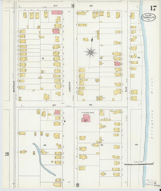 Sanborn Fire Insurance Map from Franklin, Venango County, Pennsylvania (1906), Sheet #0017 - Historic Sanborn Fire Insurance Map Print, vintage old map wall art, antique decor, genealogy gift, Pennsylvania Pennsylvania map