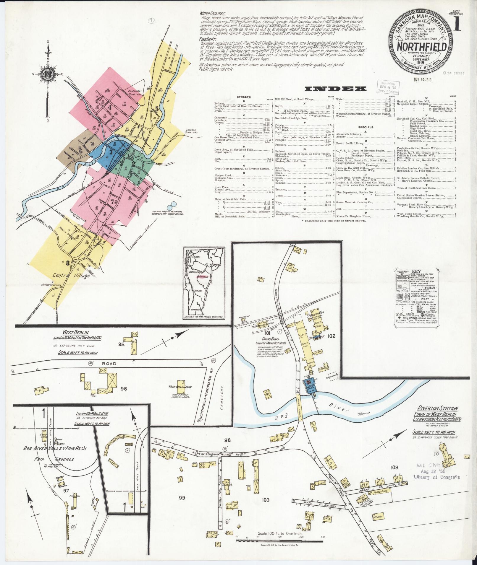 Sanborn Fire Insurance Map from Northfield, Washington County, Vermont. (1919) – Historic Sanborn Fire Insurance Map Print