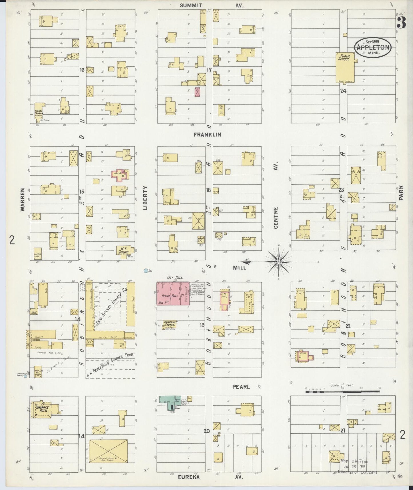 Sanborn Fire Insurance Map from Appleton, Swift County, Minnesota (1899), Sheet #0003 - Complete Map Set gallery image, historic Sanborn map, vintage wall art, Minnesota Minnesota