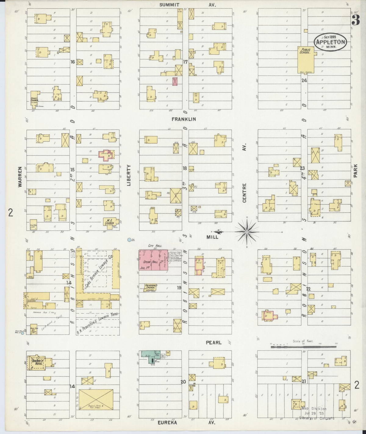 Sanborn Fire Insurance Map from Appleton, Swift County, Minnesota (1899), Sheet #0003 - Complete Map Set gallery image, historic Sanborn map, vintage wall art, Minnesota Minnesota