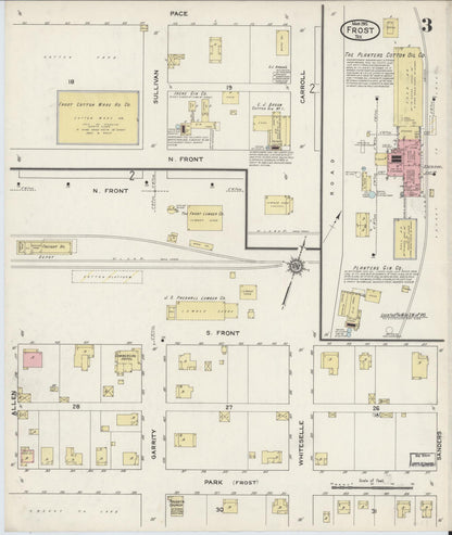 Sanborn Fire Insurance Map from Frost, Navarro County, Texas (1915), Sheet #0003 - Complete Map Set gallery image, historic Sanborn map, vintage wall art, Texas Texas