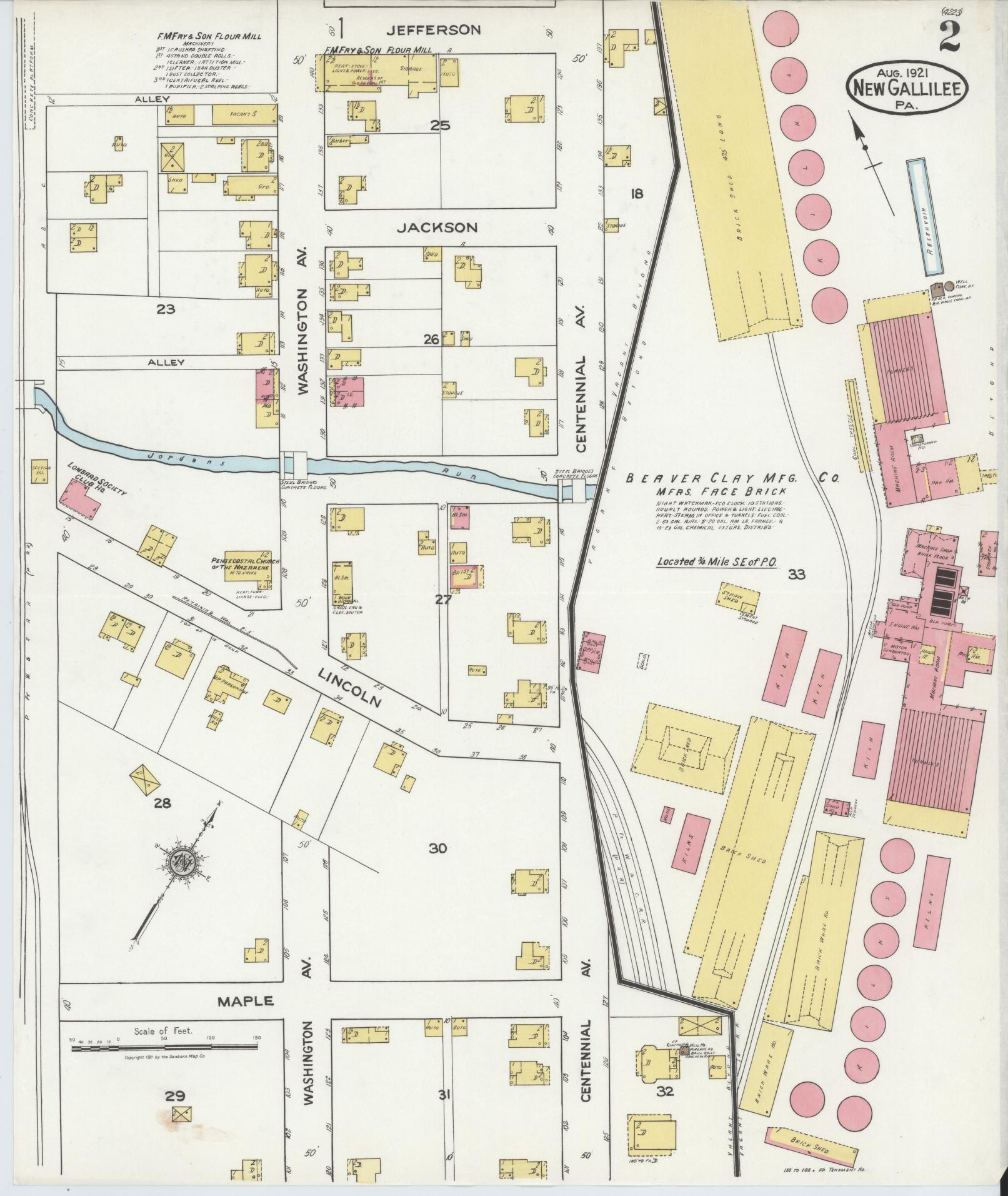 Sanborn Fire Insurance Map from New Gallilee, Beaver County, Pennsylvania (1921), Sheet #0002 - Complete Map Set gallery image, historic Sanborn map, vintage wall art, Pennsylvania Pennsylvania