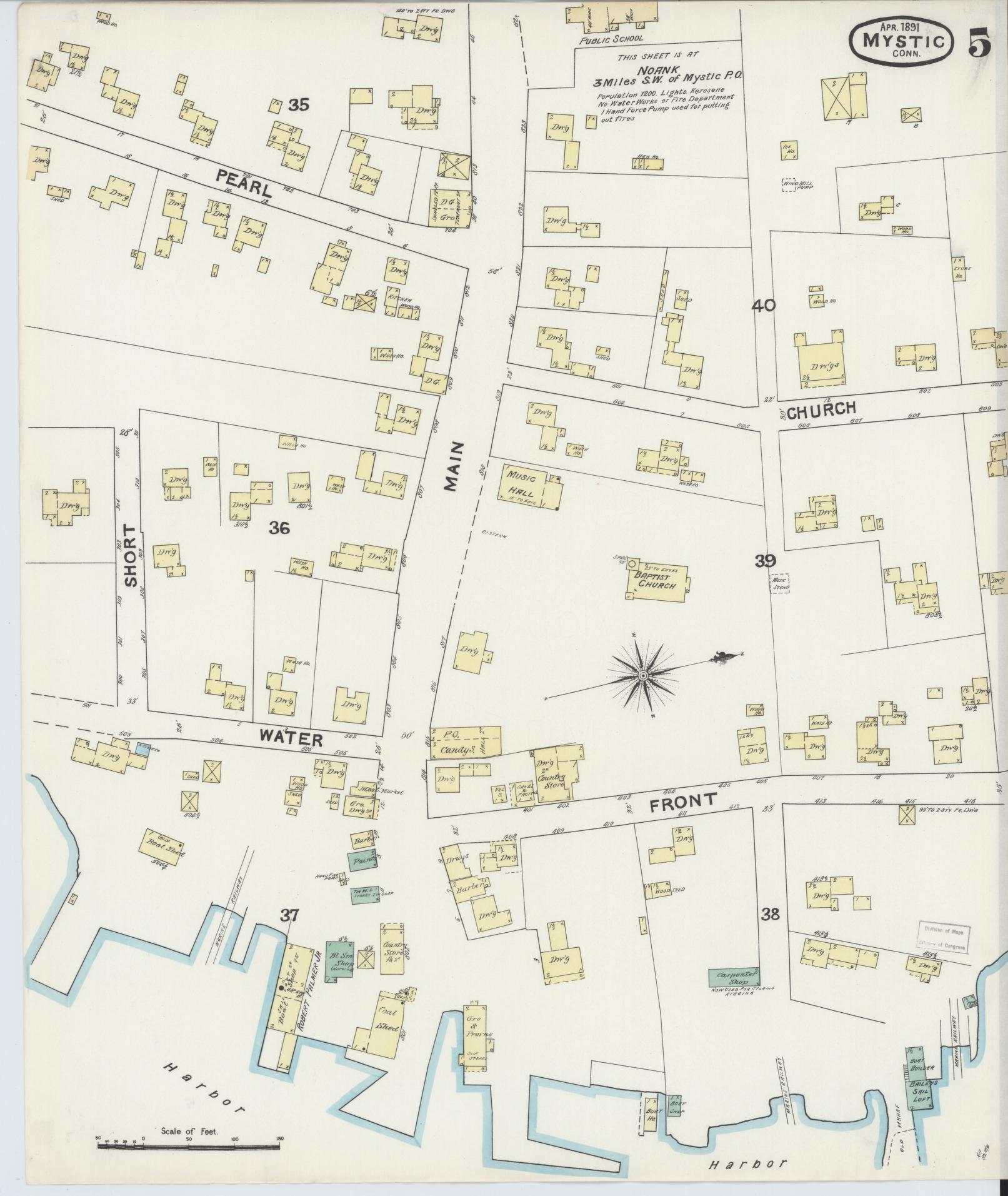 Sanborn Fire Insurance Map from Mystic, New London County, Connecticut (1891), Sheet #0005 - Complete Map Set gallery image, historic Sanborn map, vintage wall art, Connecticut Connecticut