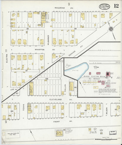 Sanborn Fire Insurance Map from Electra, Wichita County, Texas (1919), Sheet #0012 - Complete Map Set gallery image, historic Sanborn map, vintage wall art, Texas Texas