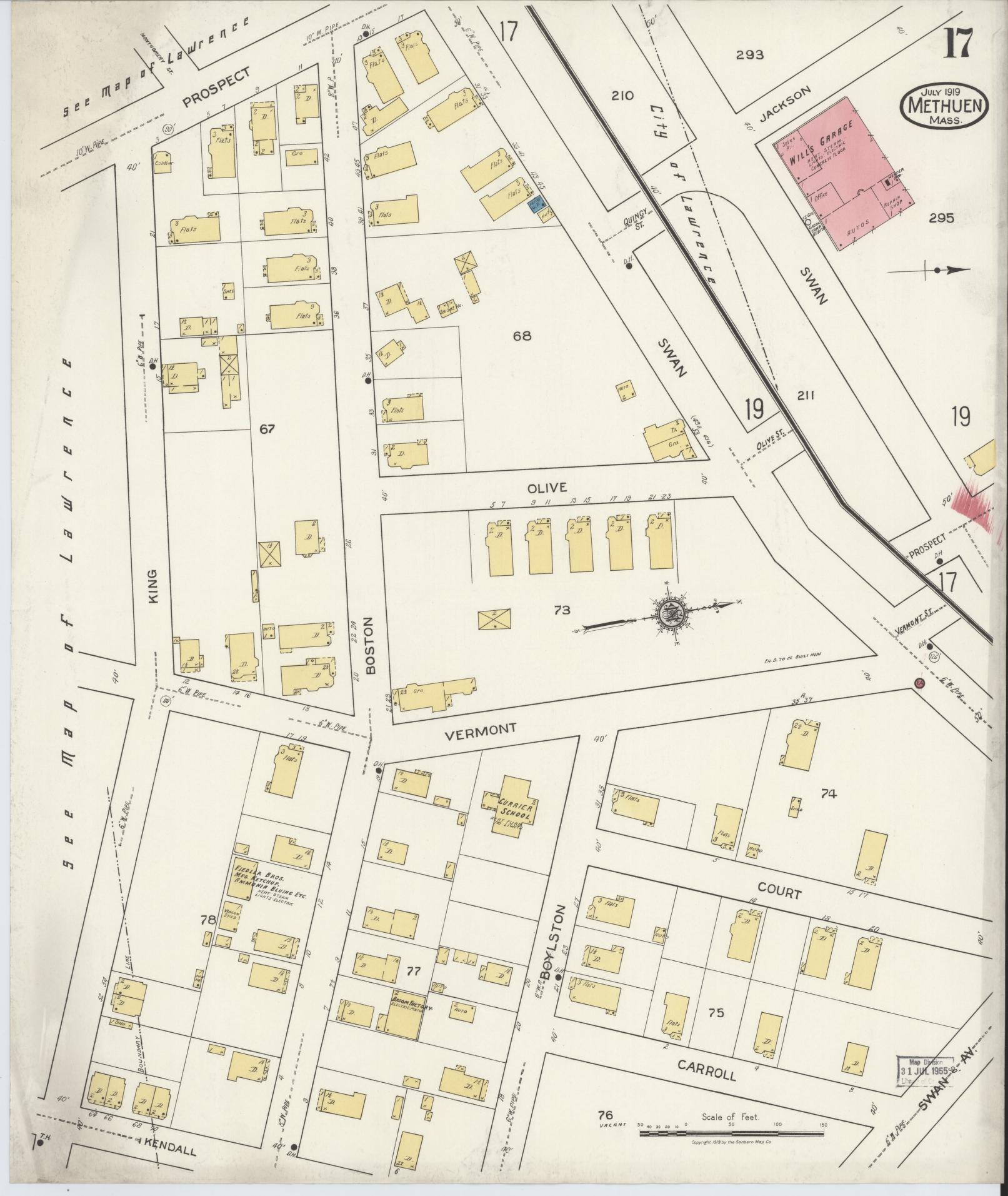 Sanborn Fire Insurance Map from Methuen, Essex County, Massachusetts (1919), Sheet #0017 - Complete Map Set gallery image, historic Sanborn map, vintage wall art, Massachusetts Massachusetts