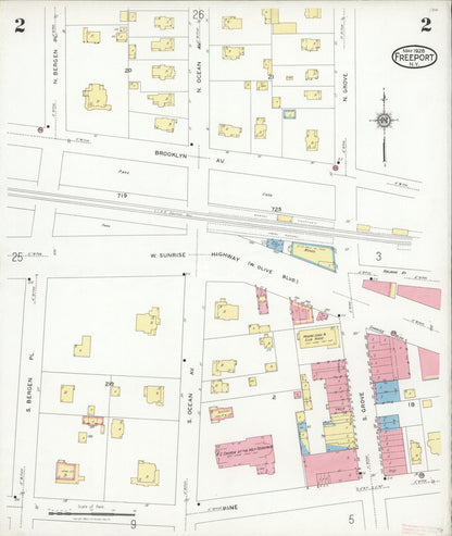 Sanborn Fire Insurance Map from Freeport, Nassau County, New York (1928), Sheet #0002 - Complete Map Set gallery image, historic Sanborn map, vintage wall art, New York New York