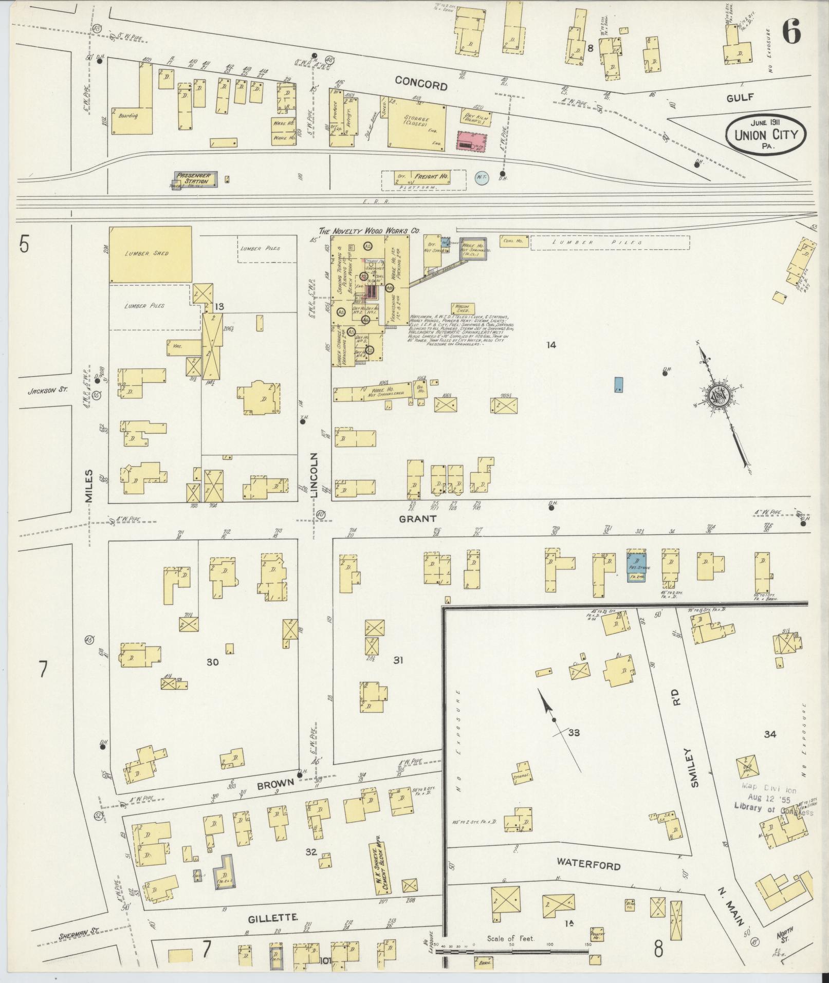 Sanborn Fire Insurance Map from Union City, Erie County, Pennsylvania (1911), Sheet #0006 - Complete Map Set gallery image, historic Sanborn map, vintage wall art, Pennsylvania Pennsylvania