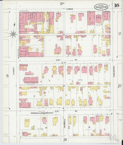Sanborn Fire Insurance Map from Chillicothe, Ross County, Ohio (1900), Sheet #0016 - Historic Sanborn Fire Insurance Map Print, vintage old map wall art, antique decor, genealogy gift, Ohio Ohio map
