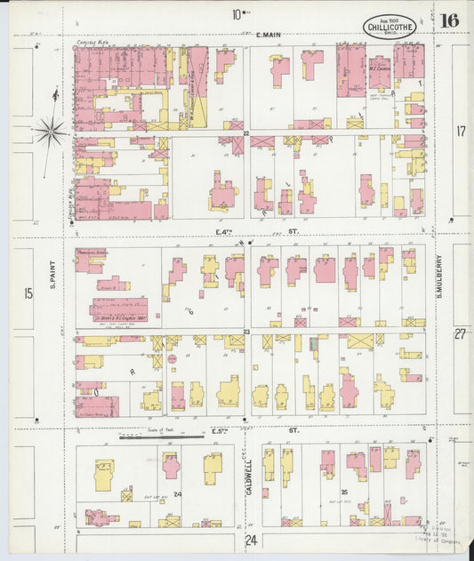 Sanborn Fire Insurance Map from Chillicothe, Ross County, Ohio (1900), Sheet #0016 - Historic Sanborn Fire Insurance Map Print, vintage old map wall art, antique decor, genealogy gift, Ohio Ohio map