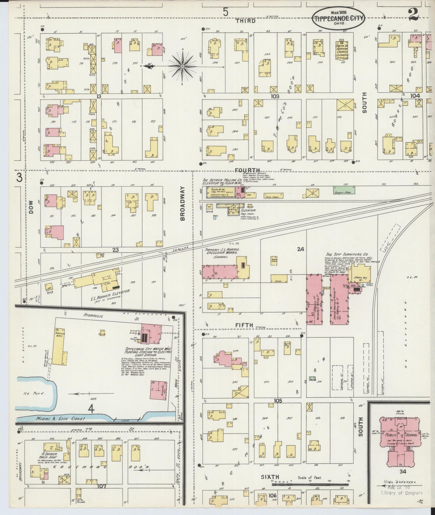 Sanborn Fire Insurance Map from Tipp City, Miami County, Ohio (1898), Sheet #0002 - Complete Map Set gallery image, historic Sanborn map, vintage wall art, Ohio Ohio