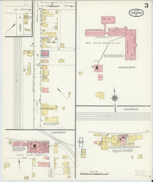 Sanborn Fire Insurance Map from Cresson, Cambria County, Pennsylvania (1911), Sheet #0003 - Historic Sanborn Fire Insurance Map Print, vintage old map wall art, antique decor, genealogy gift, Pennsylvania Pennsylvania map