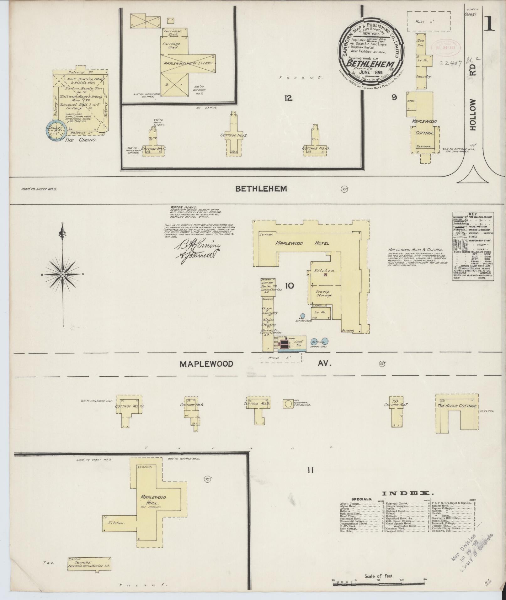 Sanborn Fire Insurance Map from Bethlehem, Grafton County, New Hampshire. (1889) – Historic Sanborn Fire Insurance Map Print