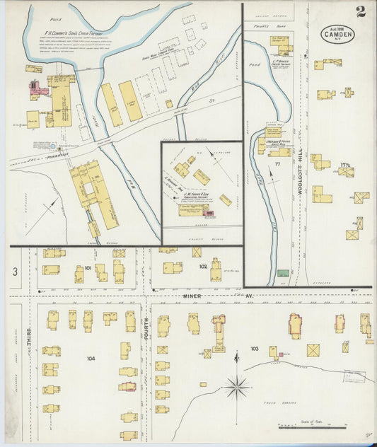 Sanborn Fire Insurance Map from Camden, Oneida County, New York (1898), Sheet #0002 - Historic Sanborn Fire Insurance Map Print, vintage old map wall art, antique decor, genealogy gift, New York New York map