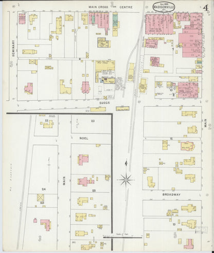 Sanborn Fire Insurance Map from Madisonville, Hopkins County, Kentucky (1895), Sheet #0004 - Complete Map Set gallery image, historic Sanborn map, vintage wall art, Kentucky Kentucky