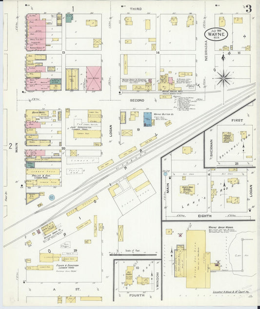 Sanborn Fire Insurance Map from Wayne, Wayne County, Nebraska (1909), Sheet #0003 - Historic Sanborn Fire Insurance Map Print, vintage old map wall art, antique decor, genealogy gift, Nebraska Nebraska map