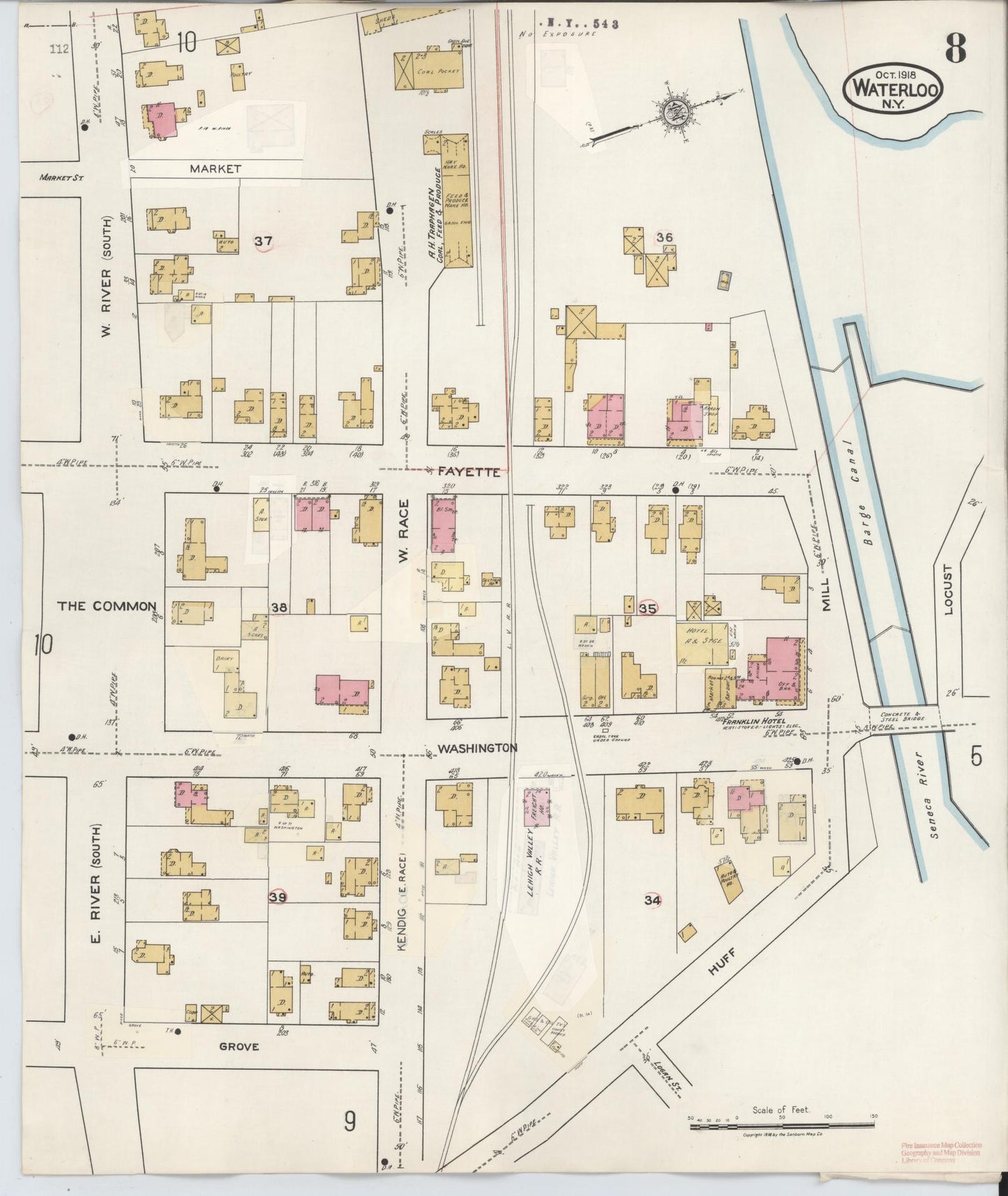 Sanborn Fire Insurance Map from Waterloo, Seneca County, New York (1948), Sheet #0008 - Complete Map Set gallery image, historic Sanborn map, vintage wall art, New York New York