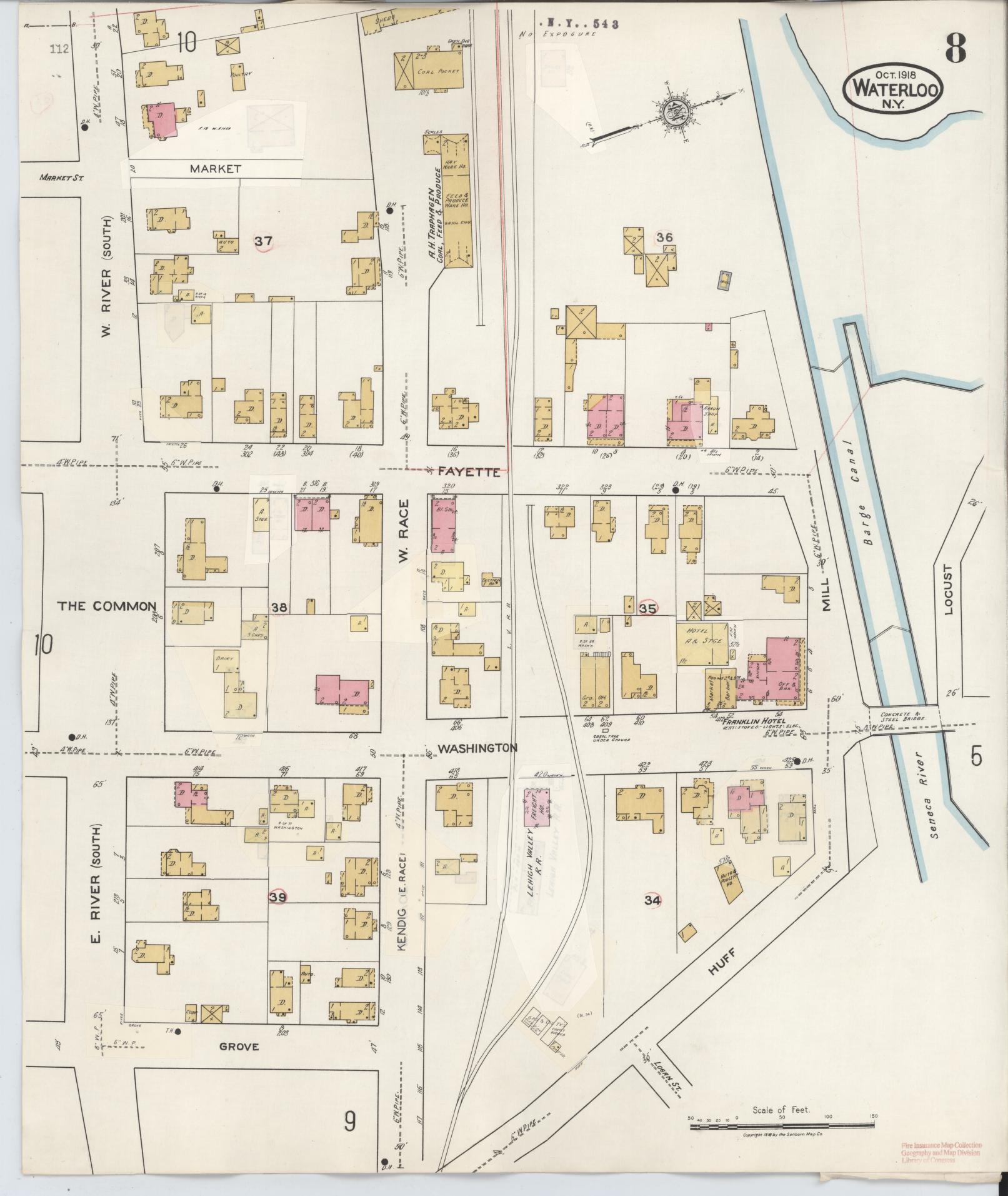 Sanborn Fire Insurance Map from Waterloo, Seneca County, New York (1948), Sheet #0008 - Complete Map Set gallery image, historic Sanborn map, vintage wall art, New York New York