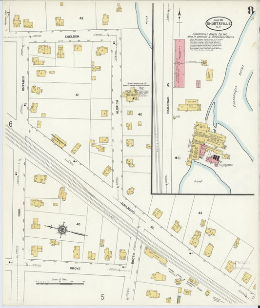 Sanborn Fire Insurance Map from Shortsville, Ontario County, New York (1911), Sheet #0008 - Historic Sanborn Fire Insurance Map Print, vintage old map wall art, antique decor, genealogy gift, New York New York map