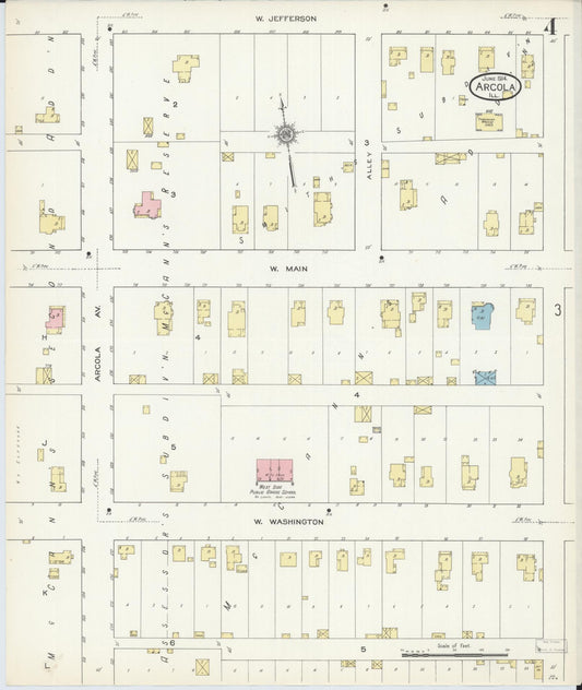 Sanborn Fire Insurance Map from Arcola, Douglas County, Illinois (1914), Sheet #0004 - Historic Sanborn Fire Insurance Map Print, vintage old map wall art, antique decor, genealogy gift, Illinois Illinois map