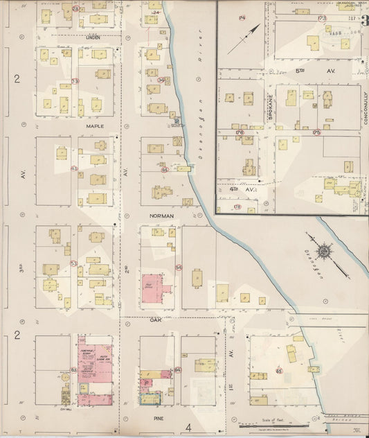 Sanborn Fire Insurance Map from Okanogan, Okanogan County, Washington (1945), Sheet #0003 - Historic Sanborn Fire Insurance Map Print, vintage old map wall art, antique decor, genealogy gift, Washington Washington map