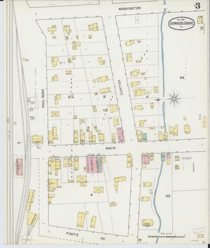 Sanborn Fire Insurance Map from Downers Grove, Dupage County, Illinois (1892), Sheet #0003 - Complete Map Set gallery image, historic Sanborn map, vintage wall art, Illinois Illinois