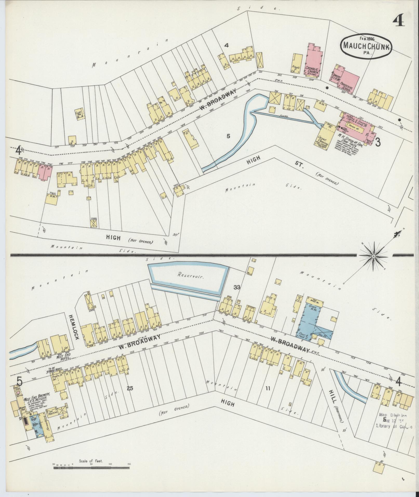 Sanborn Fire Insurance Map from Mauch Chunk, Carbon County, Pennsylvania (1896), Sheet #0004 - Complete Map Set gallery image, historic Sanborn map, vintage wall art, Pennsylvania Pennsylvania