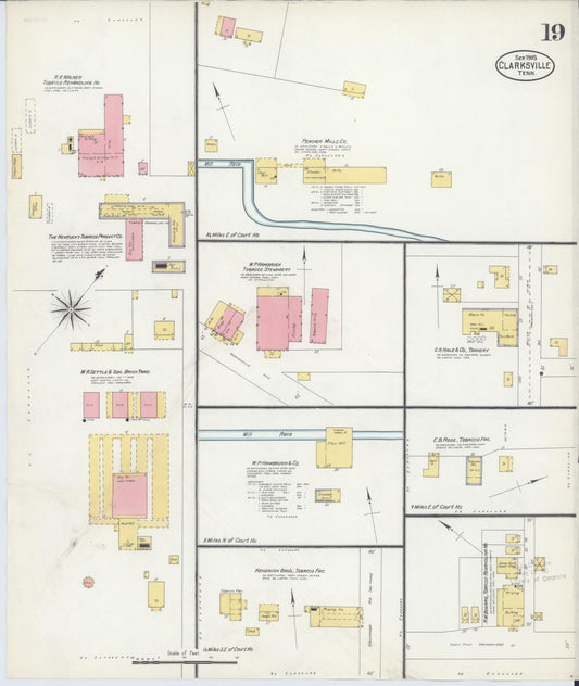 Sanborn Fire Insurance Map from Clarksville, Montgomery County, Tennessee (1903), Sheet #0019 - Historic Sanborn Fire Insurance Map Print, vintage old map wall art, antique decor, genealogy gift, Tennessee Tennessee map