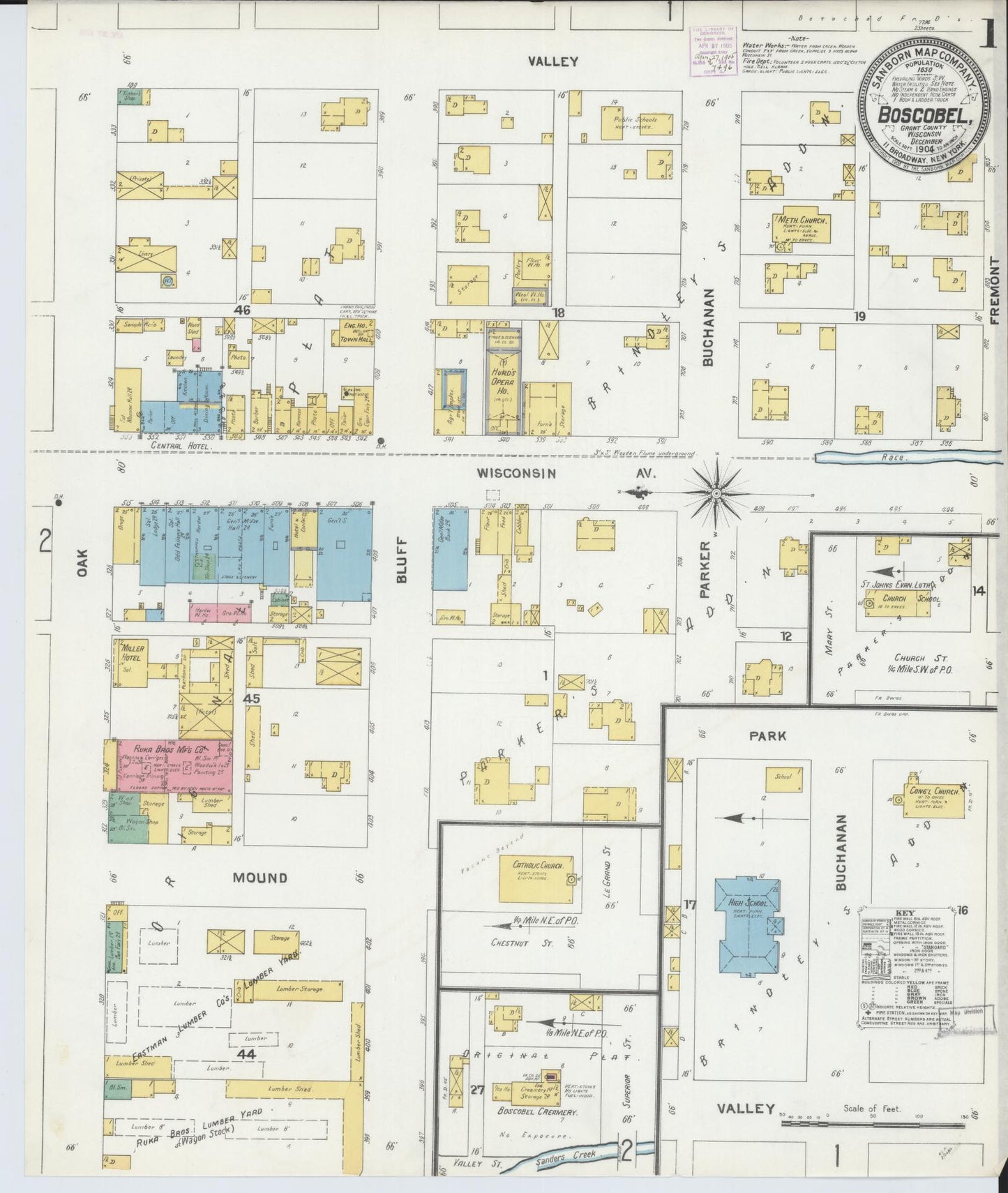 Sanborn Fire Insurance Map from Boscobel, Grant County, Wisconsin (1904), Sheet #0001 - Historic Sanborn Fire Insurance Map Print, vintage old map wall art, antique decor, genealogy gift, Wisconsin Wisconsin map