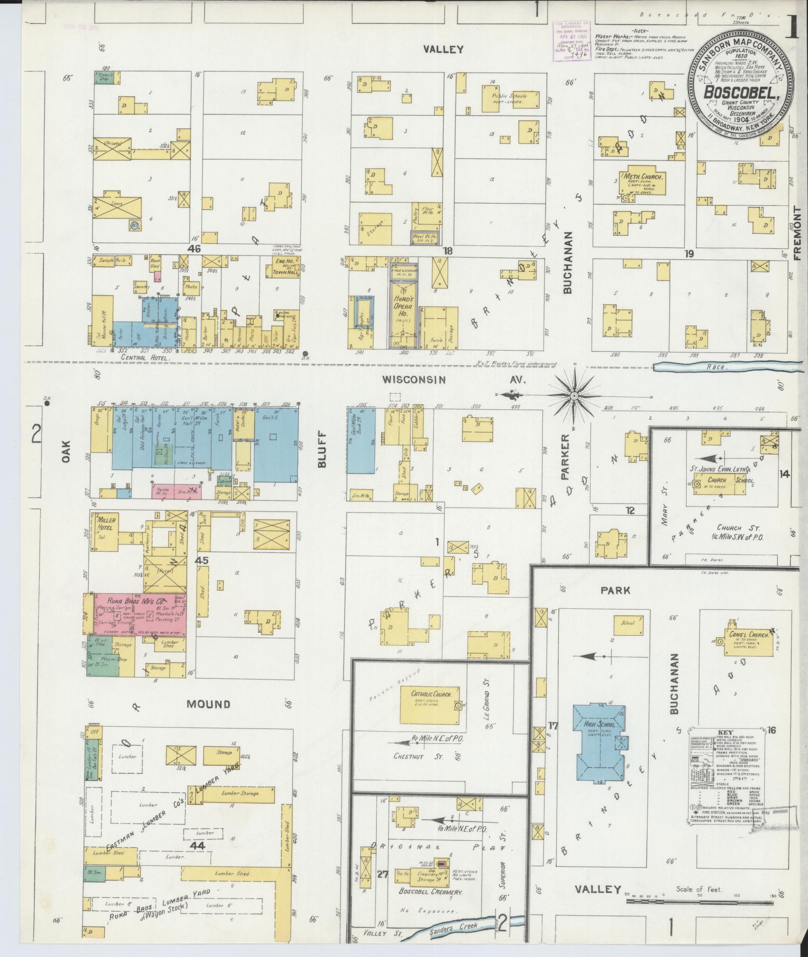 Sanborn Fire Insurance Map from Boscobel, Grant County, Wisconsin (1904), Sheet #0001 - Historic Sanborn Fire Insurance Map Print, vintage old map wall art, antique decor, genealogy gift, Wisconsin Wisconsin map