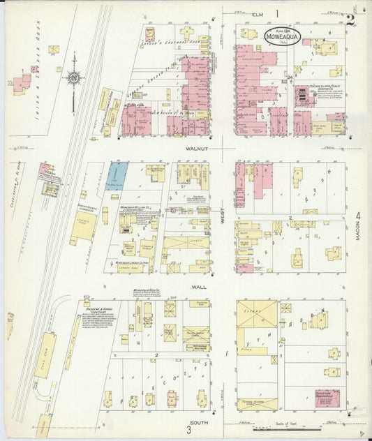 Sanborn Fire Insurance Map from Moweaqua, Shelby County, Illinois (1914), Sheet #0002 - Historic Sanborn Fire Insurance Map Print, vintage old map wall art, antique decor, genealogy gift, Illinois Illinois map