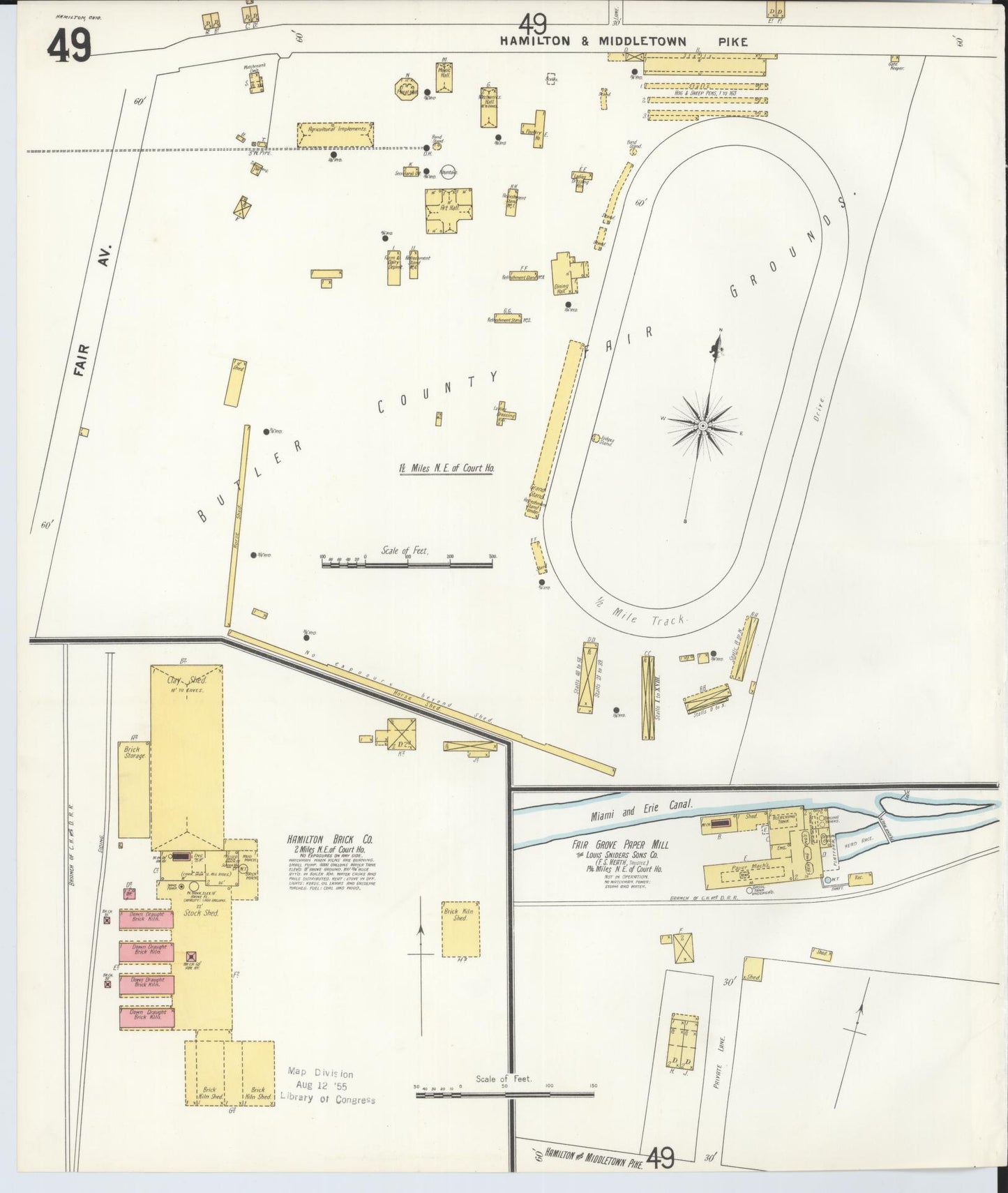 Sanborn Fire Insurance Map from Hamilton, Butler County, Ohio (1899), Sheet #0049 - Historic Sanborn Fire Insurance Map Print, vintage old map wall art, antique decor, genealogy gift, Ohio Ohio map