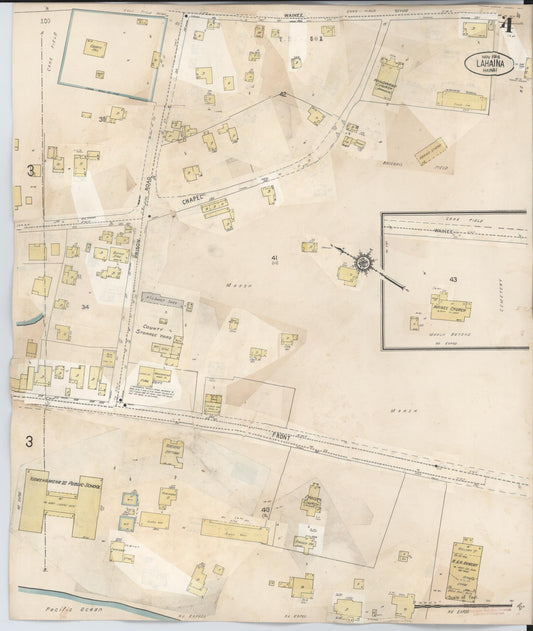 Sanborn Fire Insurance Map from Lahaina, Maui County, Hawaii (1950), Sheet #0004 - Historic Sanborn Fire Insurance Map Print, vintage old map wall art, antique decor, genealogy gift, Hawaii Hawaii map