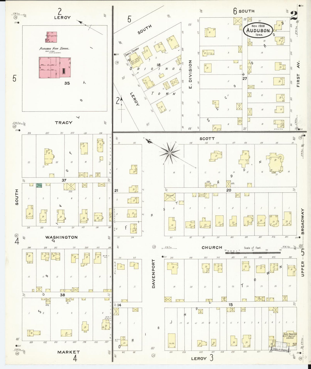 Sanborn Fire Insurance Map from Audubon, Audubon County, Iowa (1908), Sheet #0002 - Historic Sanborn Fire Insurance Map Print