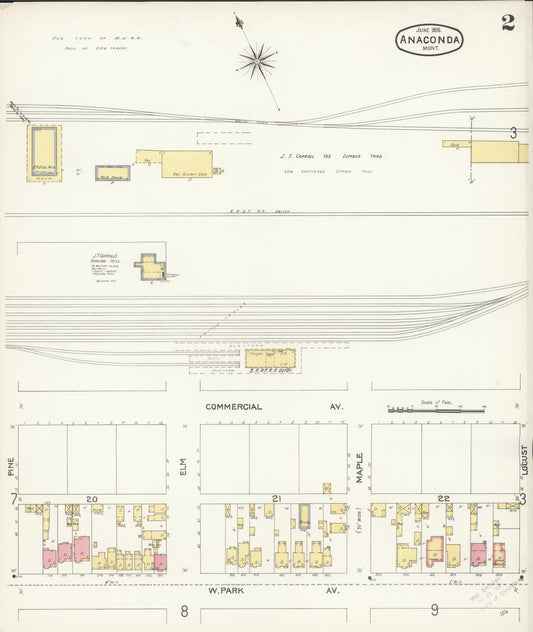 Sanborn Fire Insurance Map from Anaconda, Deer Lodge County, Montana (1896), Sheet #0002 - Historic Sanborn Fire Insurance Map Print, vintage old map wall art, antique decor, genealogy gift, Montana Montana map