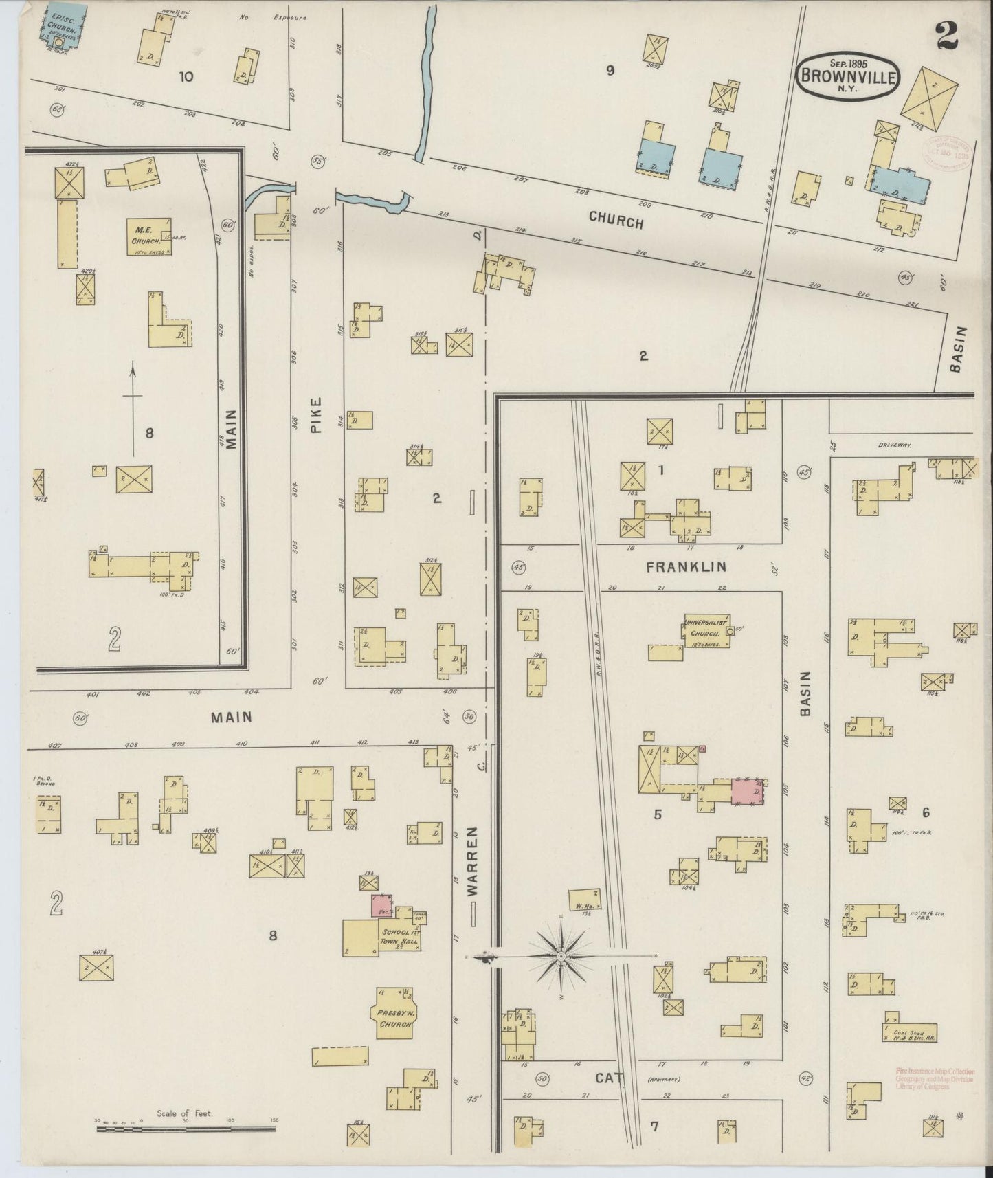 Sanborn Fire Insurance Map from Brownville, Jefferson County, New York (1895), Sheet #0002 - Complete Map Set gallery image, historic Sanborn map, vintage wall art, New York New York